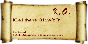 Kleinhans Olivér névjegykártya